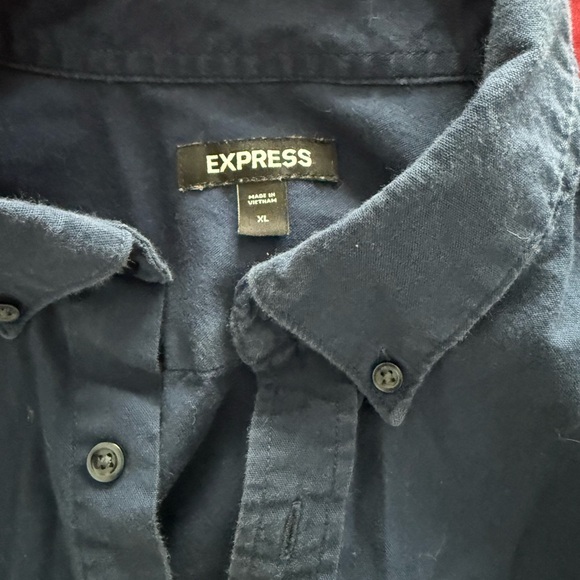 Express Dark Blue Casual Button-Down Shirt - Picture 3 of 4
